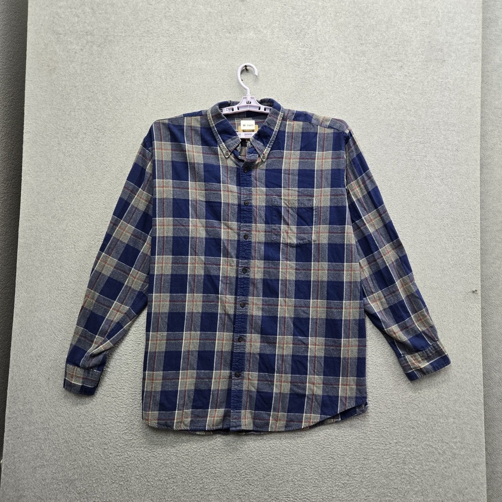 The Foundry Supply Co. Men Button Up Shirt 2XLT Blue Plaid Flannel